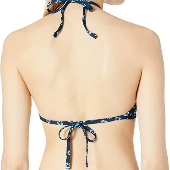 Lucky Brand Navy/Coral Festival Medallion Reversible High Neck Bikini Top - XS/S - Picture 3 of 8